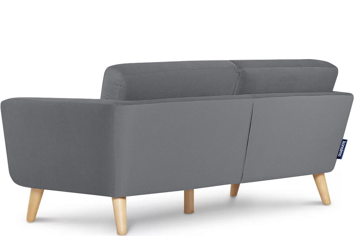 3-SITZER-SOFA TAGIO mit Armlehnen, Grau - Braun/Grau, Buchenholz/Textil (88/80/190cm) - KONSIMO®