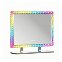 SCHMINKSPIEGEL mit Beleuchtung LED Lichtleiste, rundum mit Strasssteinen besetzt, weiß, 80/60 cm - Weiß, Metall (80/60/15cm) - VANITII