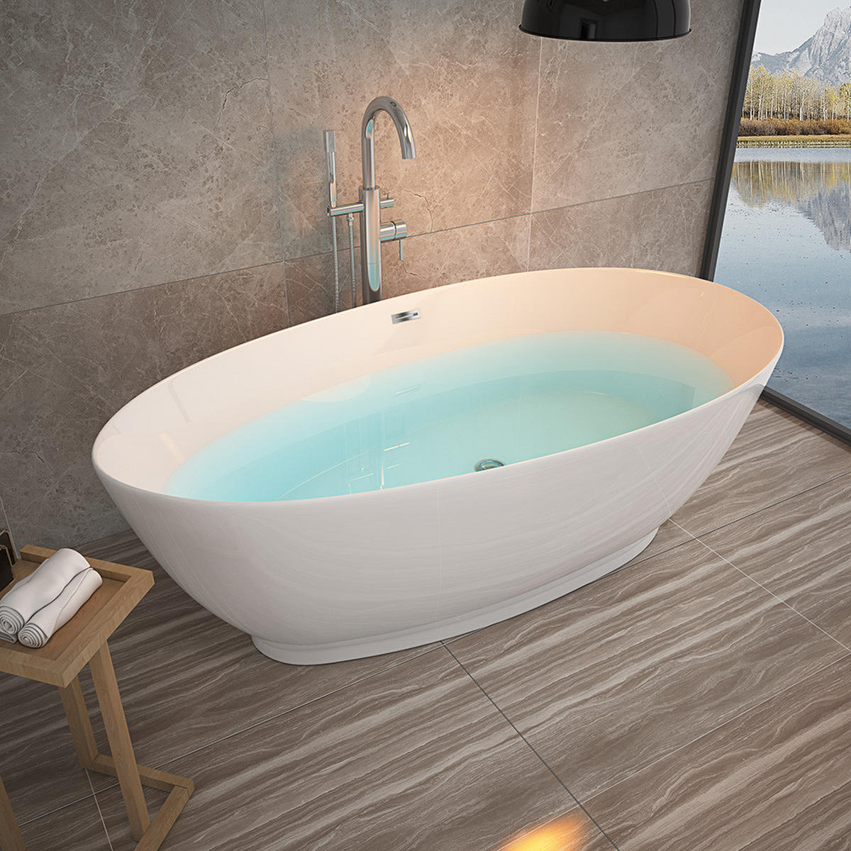 FREISTEHENDE BADEWANNE DELIA - Weiß, Keramik (180/58/90cm) - Home Deluxe