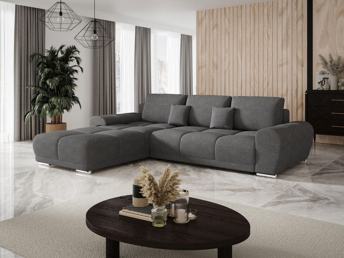 ECKSOFA BEGA L Links ARAGON 93 mit Schlaffunktion - Grau, Textil (289/185cm) - Bedante