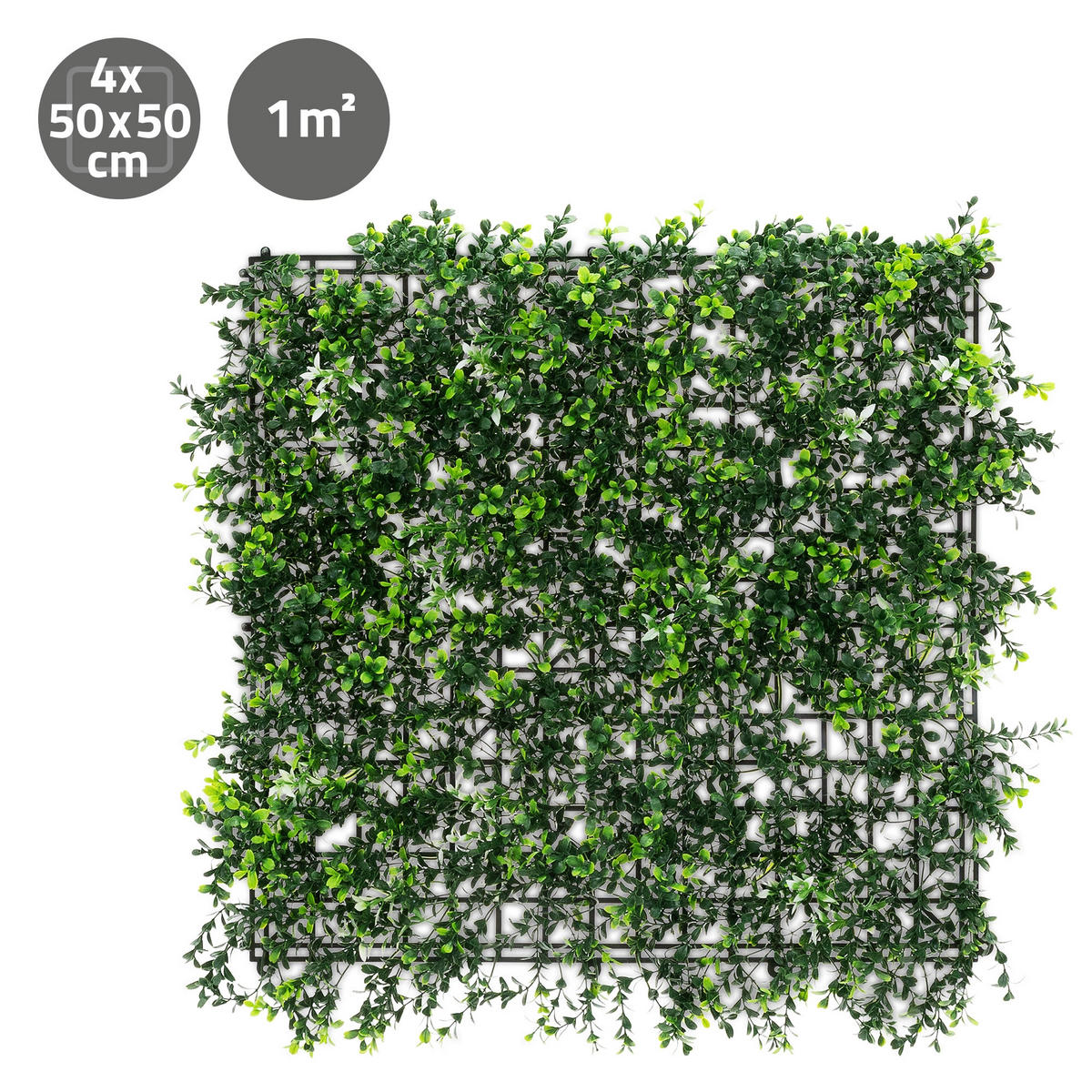UMĚLÉ rostliny, nástěnný panel, sada 4 ks, Pachysandra 50x50 cm, zelená, z plastu - zelená barva, plast (50/50/8cm) - ECD-Germany