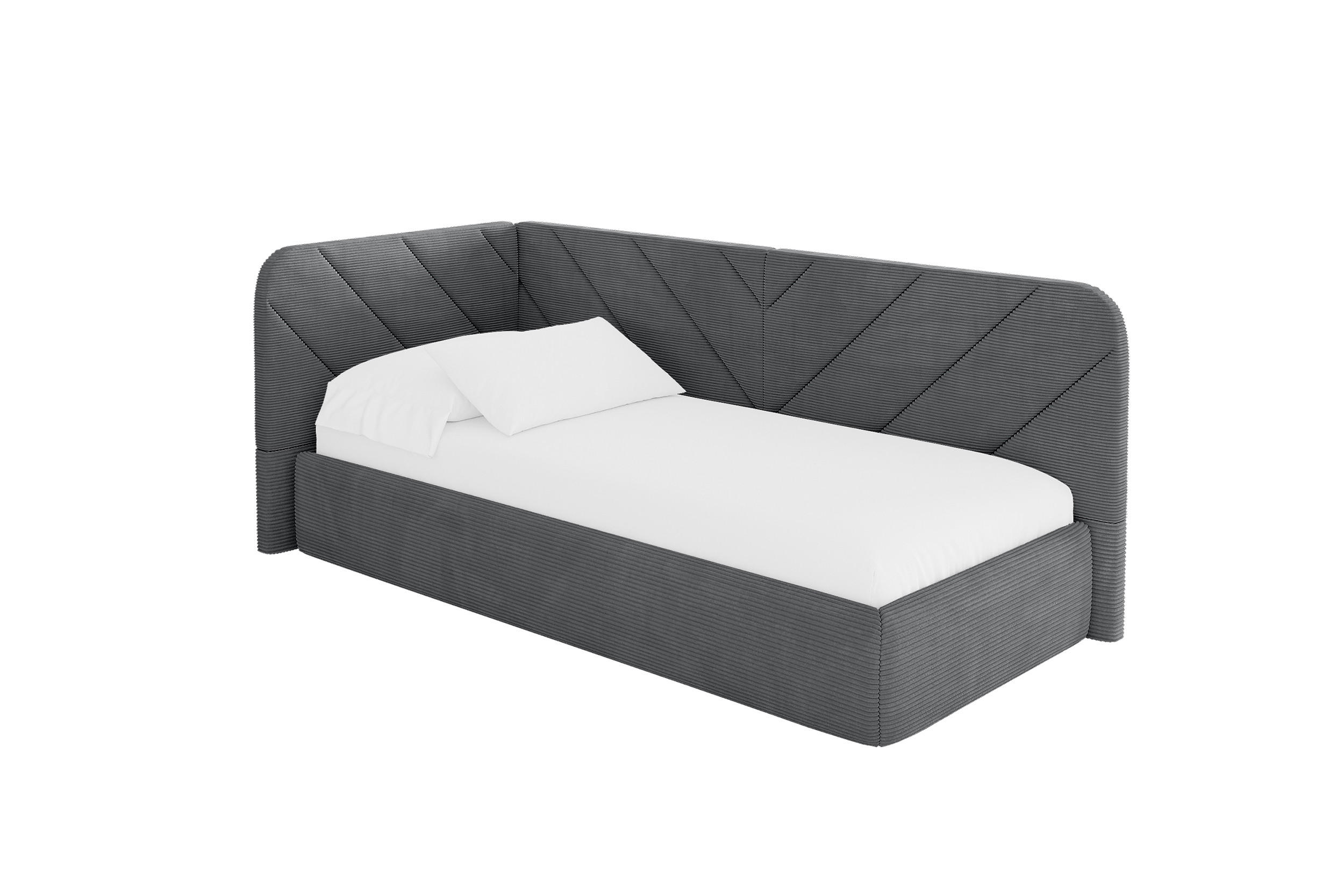ALTDECOR JEDNOLŮŽKOVÁ POSTEL pro mládež s úložným prostorem, vpravo - FIKY 100x200 tmavě šedá