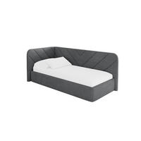 EINZELLBETT Jugendbett mit Bettkasten und Matratze H3/H4, Rechts - FIKY 80x200 Dunkelgrau - Schieferfarben, Holzwerkstoff/Textil (80/200cm) - ALTDECOR