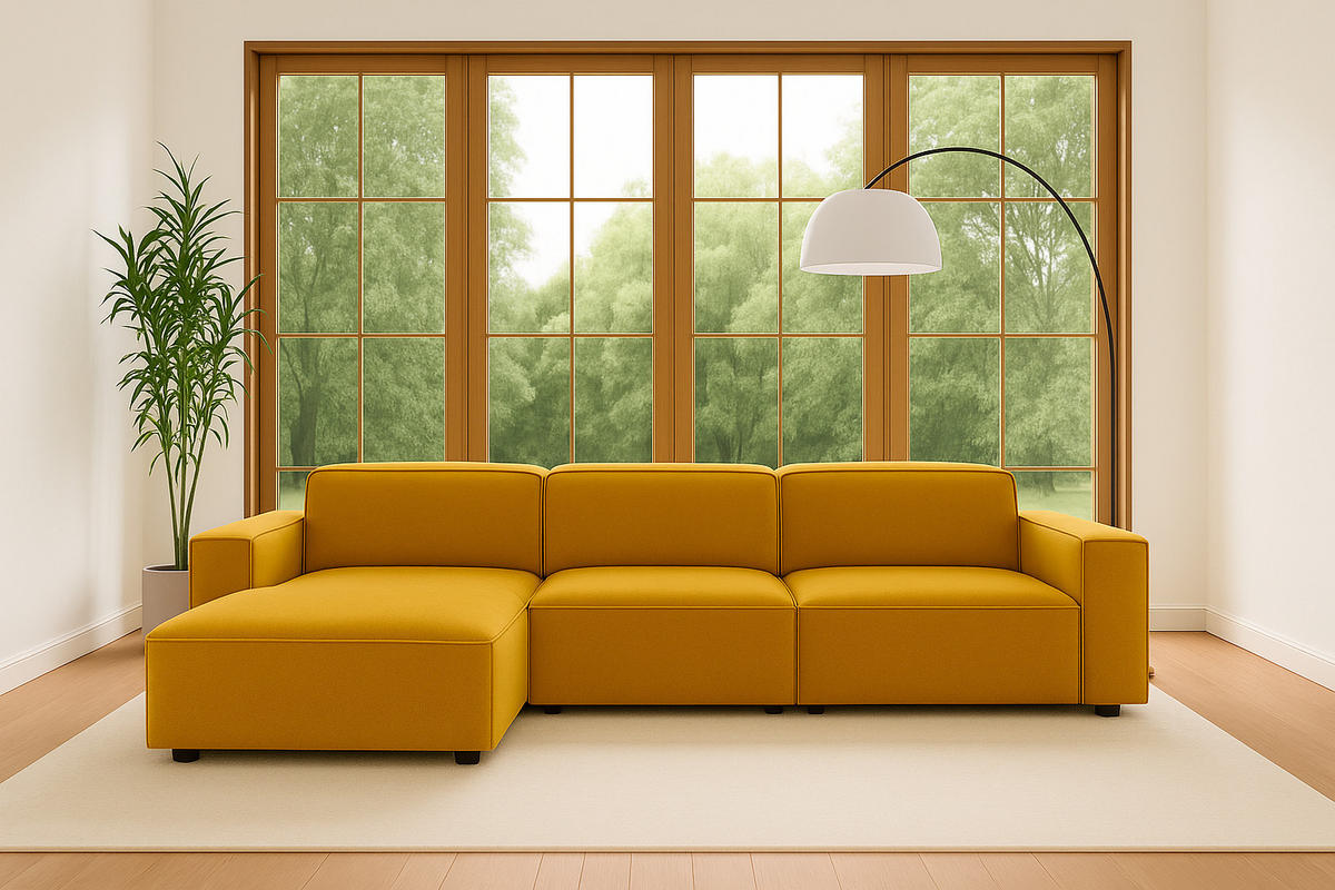 ECKSOFA Cursal L-Form, Stoff Salvador, Gelb, Links - Gelb, Holz (284/166cm) - Kaiser Möbel