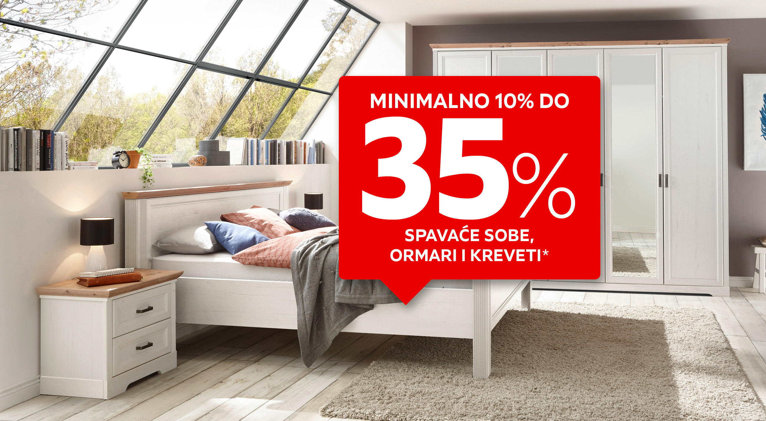 minimalno 10% do 35% spavaće sobe, kreveti i ormari*