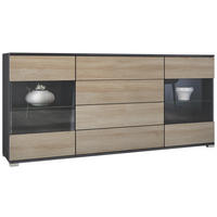 SIDEBOARD Bari Eiche sägerau - Eiche San Remo, Holzwerkstoff (166.5/75.5/35cm) - Vladon