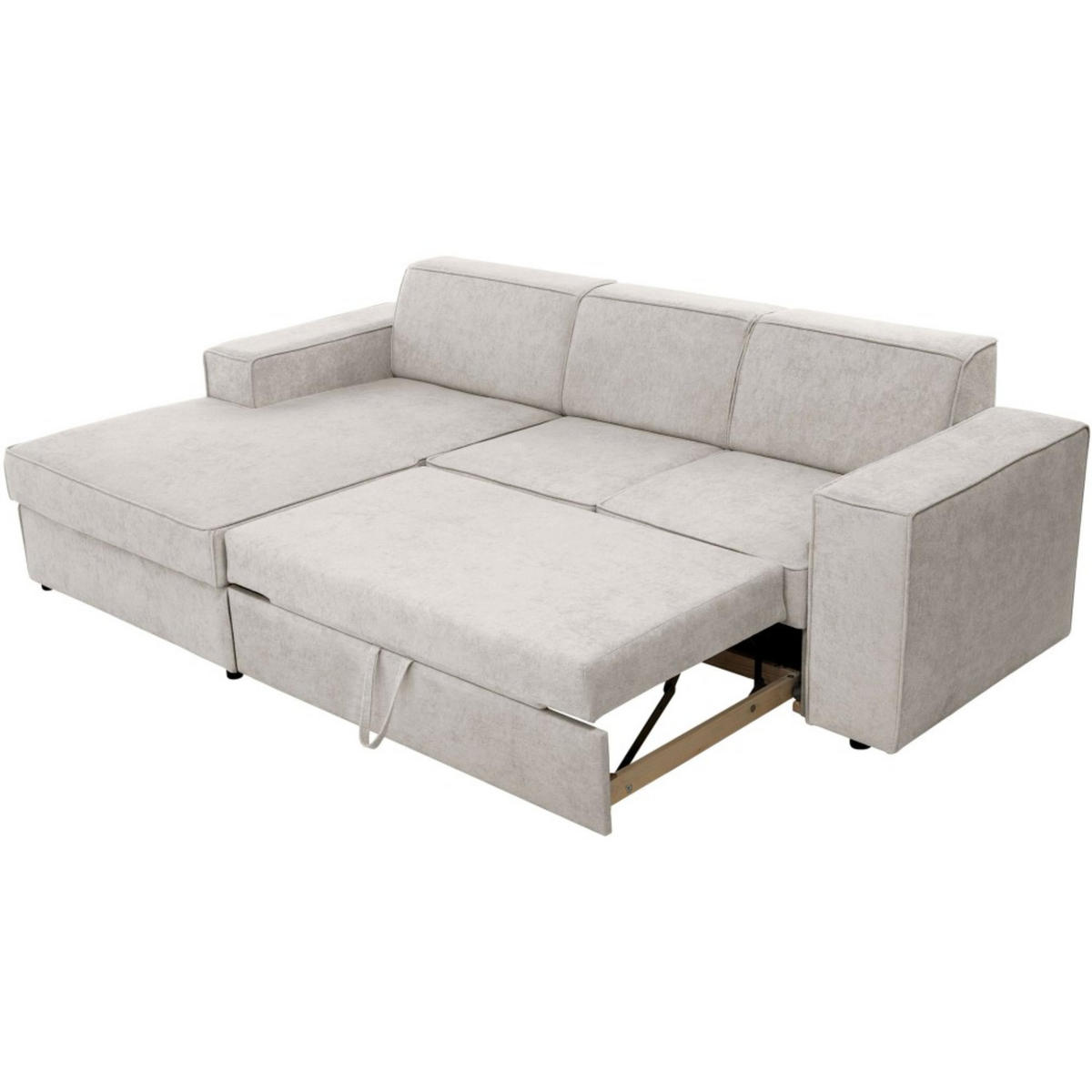 ECKSCHLAFSOFA mit Schlaffunktion Pedro L beige links - Beige/Schwarz, Kunststoff/Textil (267/160cm) - Beautysofa