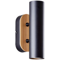 WANDLEUCHTE Niels Schwarz matt/Natur 12/6/20 cm - Multicolor, Metall (6/20/12cm) - Brilliant