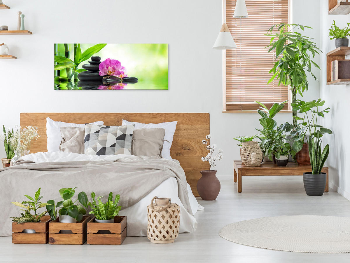 GLASBILD 125x50 cm Zen Spa Orchidee - Rosa, Glas (125/50cm) - artissimo