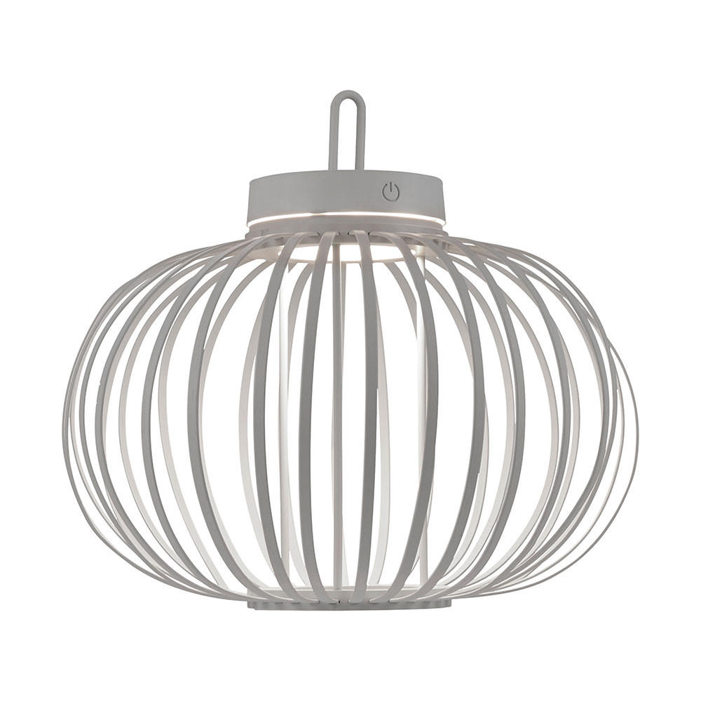 TISCHLEUCHTE GABBIA, greige, LED, Akku, Touchdimmer, Ø 36 cm - Beige, Holz (36/36/33cm)