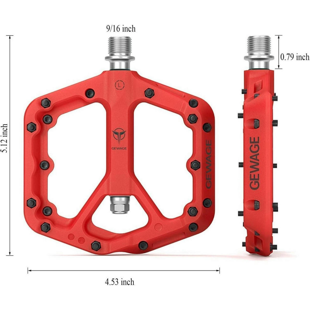 FAHRRADPEDALE Mountainbike rutschfest Nylonfaser Rot - Rot, Kunststoff (11/1.5/11.5cm)