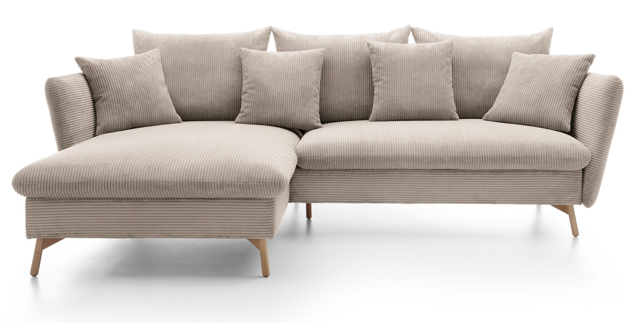 ECKSOFA Savona L-Form 260 cm, Cordstoff, Links, Beige - Beige, Holz (258/167cm) - Emporius