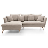 ECKSOFA Savona L-Form 260 cm, Cordstoff, Links, Beige - Beige, Holz (258/167cm) - Emporius