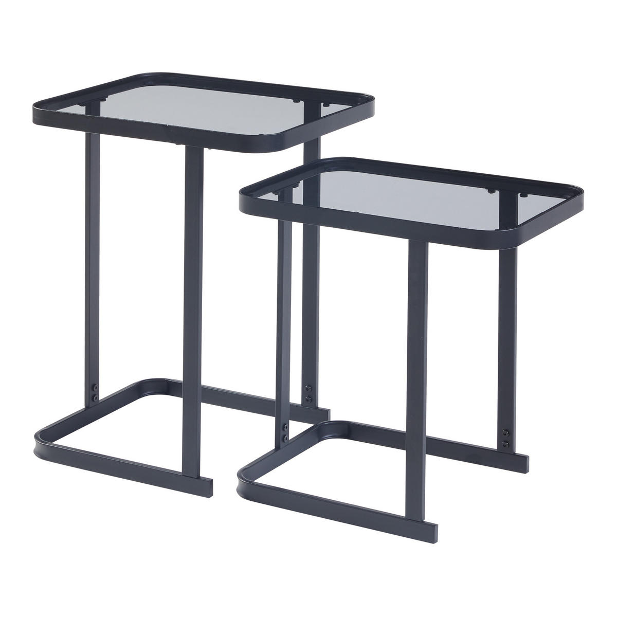 SATZTISCH Laxå - Transparent/Schwarz, Glas/Metall (41/32/51cm) - [en.casa]