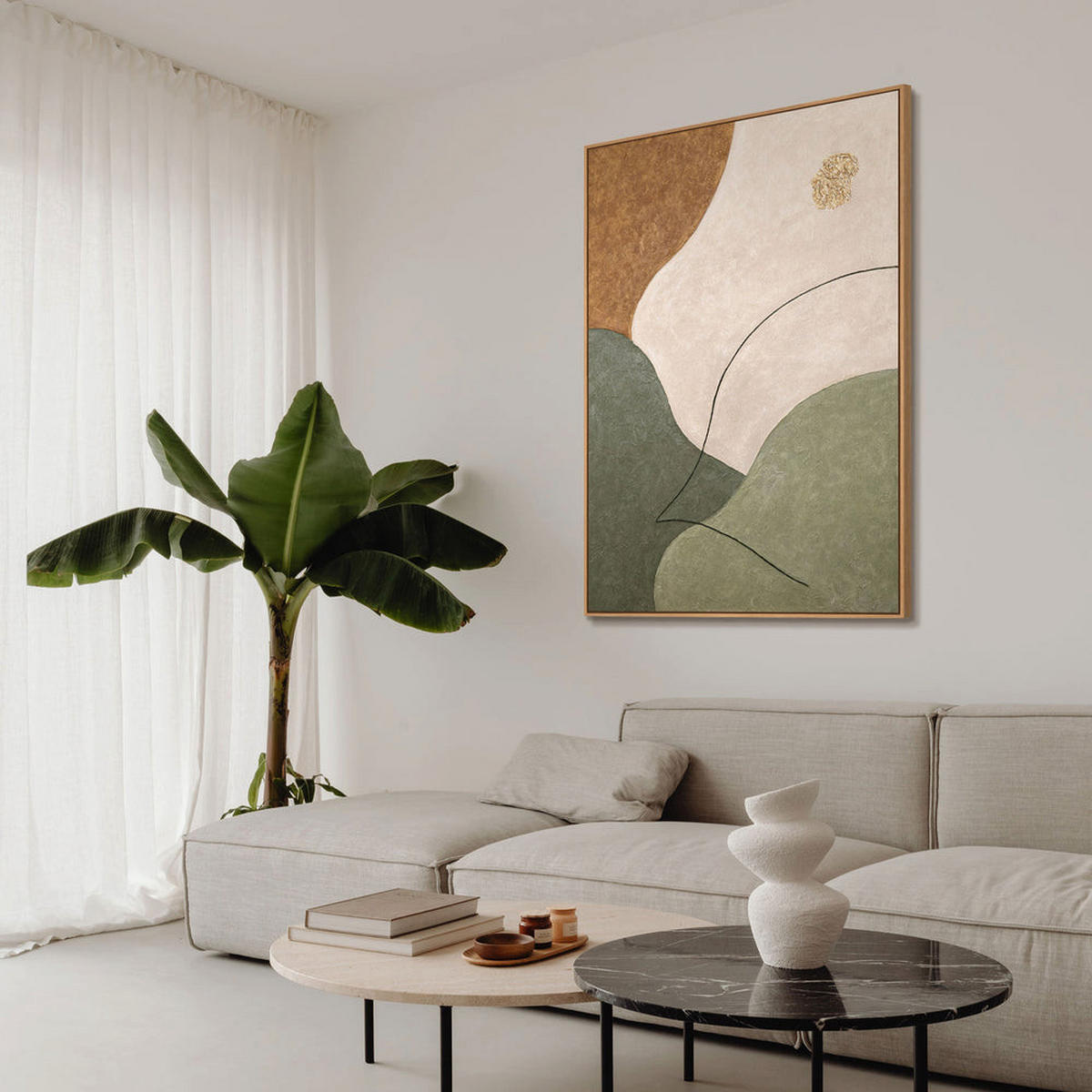GEMÄLDE Das Flüstern der Täler Schattenfugenrahmen Eichefarben 120x80 cm - Eichefarben, Holz (120/80cm) - YS-art gallery
