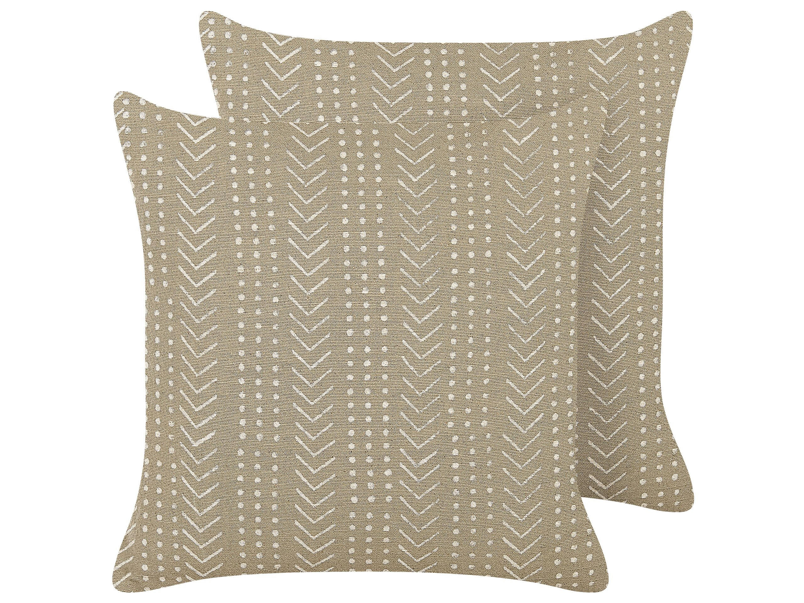 DEKOKISSEN 2er-Set Cremeweiß 45/45 cm Senecio - Ecru, Naturmaterialen/Textil (45/45cm) - Beliani
