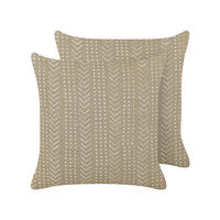 DEKOKISSEN 2er-Set Cremeweiß 45/45 cm Senecio - Ecru, Naturmaterialen/Textil (45/45cm) - Beliani