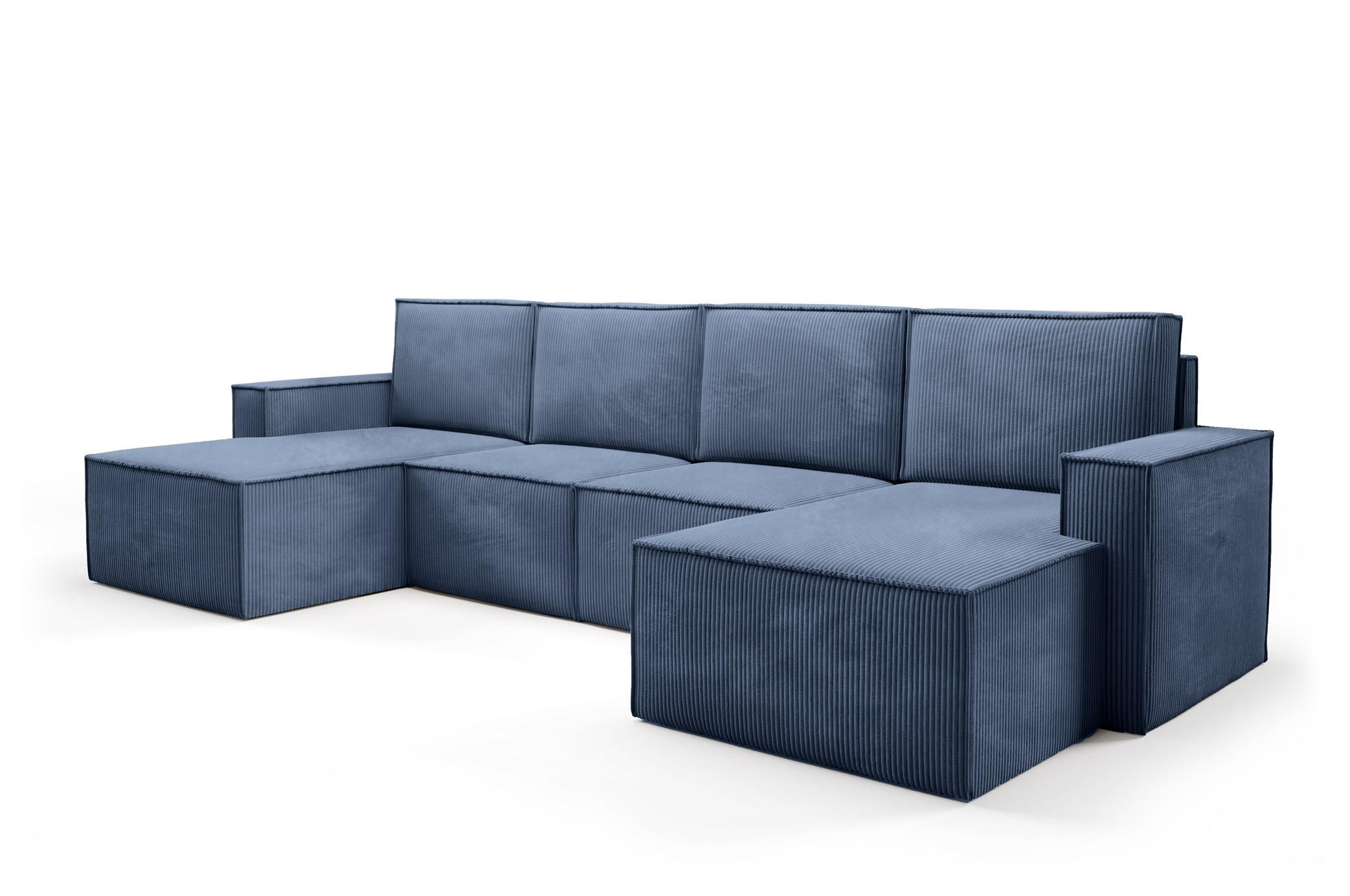 WOHNLANDSHAFT Orto Dunkelblau - Dunkelblau, Holzwerkstoff/Textil (320/93/142cm) - Bettso