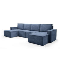 WOHNLANDSHAFT Orto Dunkelblau - Dunkelblau, Holzwerkstoff/Textil (320/93/142cm) - Bettso