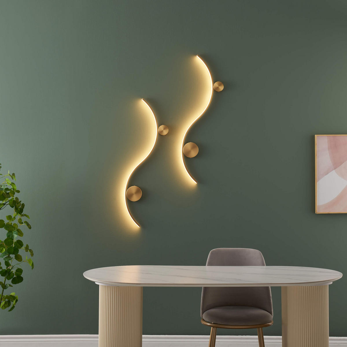 WANDLEUCHTE Curva, Messing, 100cm - Goldfarben, Metall (31.5/100/100cm) - KOSILUM