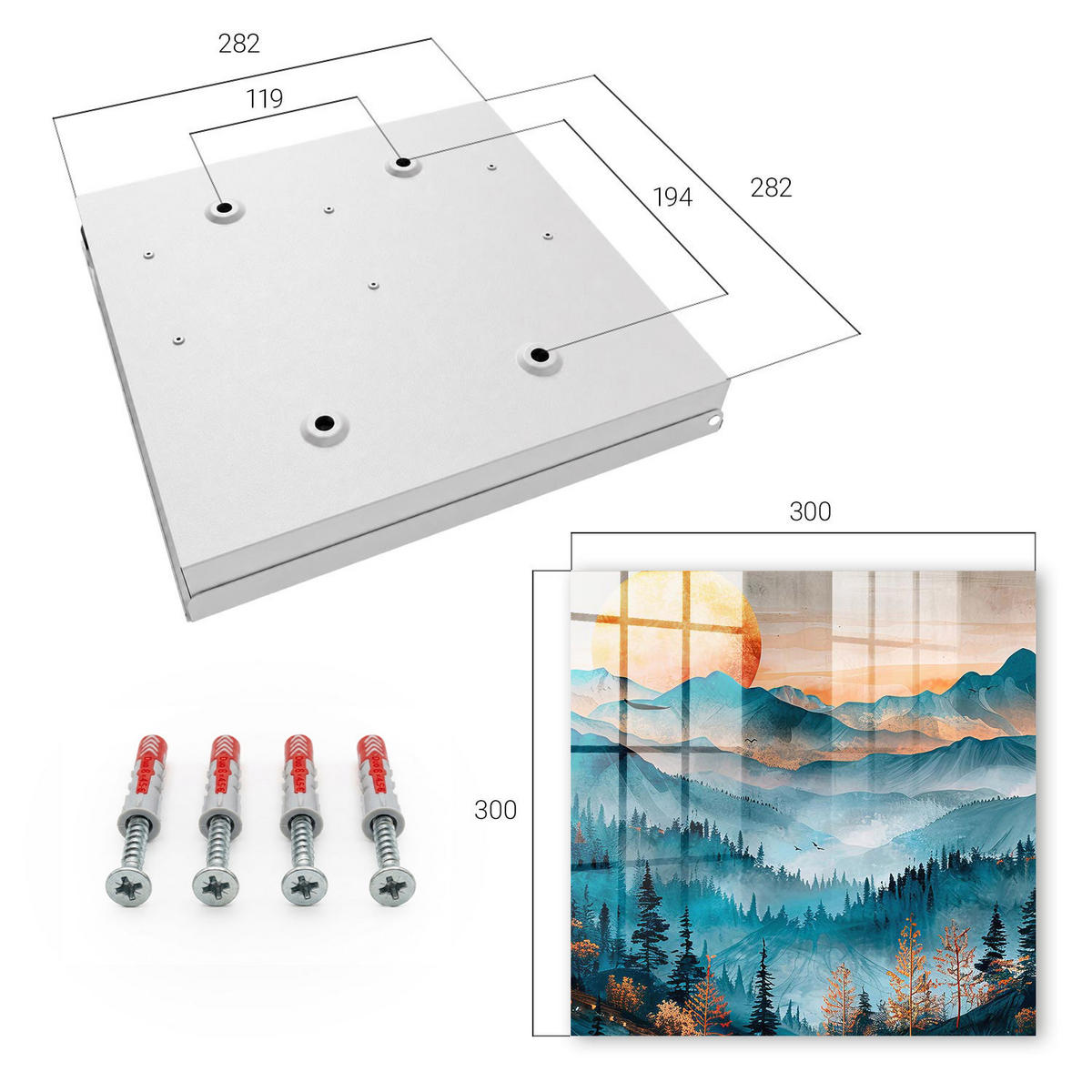 SCHLÜSSELBOX Weiß 30x30 cm – Türöffnung nach rechts - Bergwesten - Türkis, Metall (30/30/5cm) - TULUP