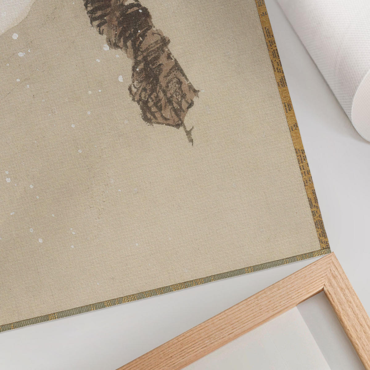 POSTER - 59x42 cm (A2) - Hokusai - Fischer im Schnee - Beige, Textil (59.4/42/0.1cm) - TULUP