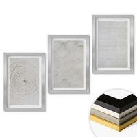 WANDBILDER 3er Set - 20x30 cm Silberner Rahmen - Geometrische Kartonmuster - Silberfarben, Kunststoff (20/30cm) - ArtPrintCave