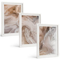 BILDER SET 3er Set - 40x60 cm Weißer Rahmen - Abstrakter Marmorstein - Weiß, Kunststoff (40/60cm) - TULUP