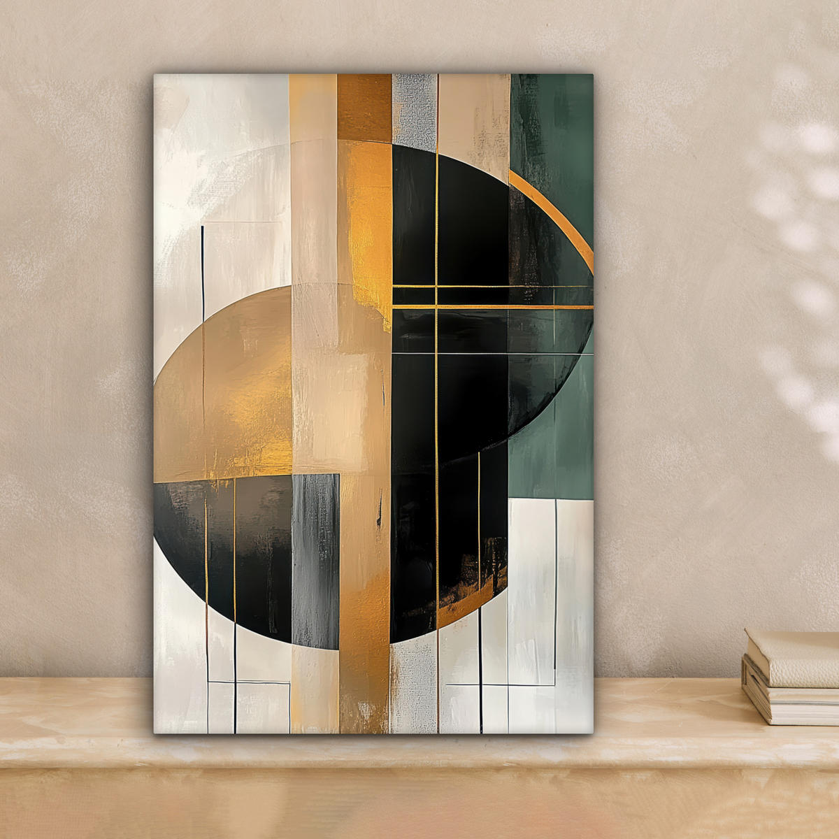 LEINWANDBILD - Abstrakt - Gold - Bronze - Grün - Formen - Modern - 20x30 - Bilder - Multicolor, Textil (20/30cm) - MuchoWow