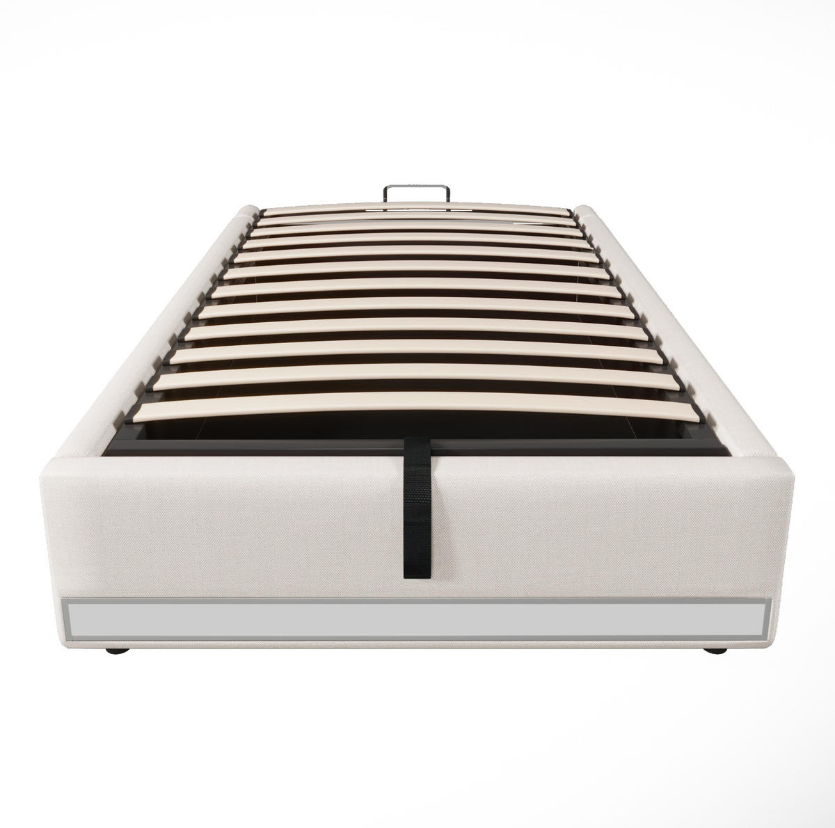 POLSTERBETT mit Bettkasten und LED 90x200 cm Leinen Beige - Beige, Metall (90/200cm) - Beauniv