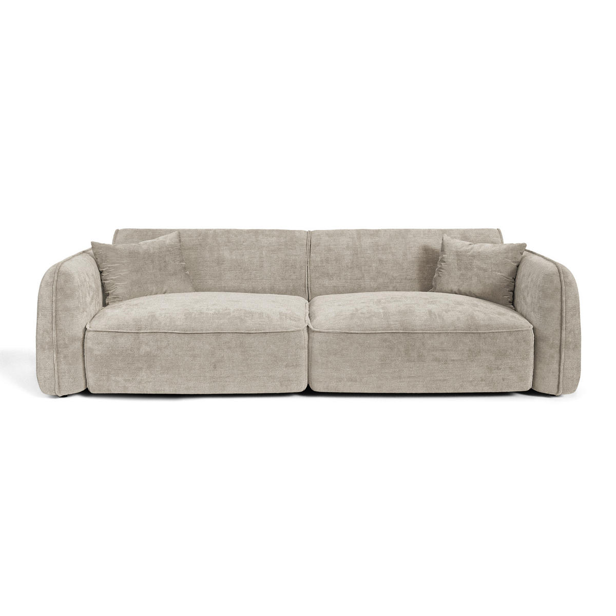 SOFA LOMI Geprägter Samt Taupe 235cm - Taupe, Textil (235/74/90cm) - Premium Interiors