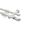 GARDINENSTANGEN-SET Platon Verano 200 cm, 2-läufig, 20 mm Ø Weiß - Chromfarben/Weiß, Metall (200cm) - INTERDECO