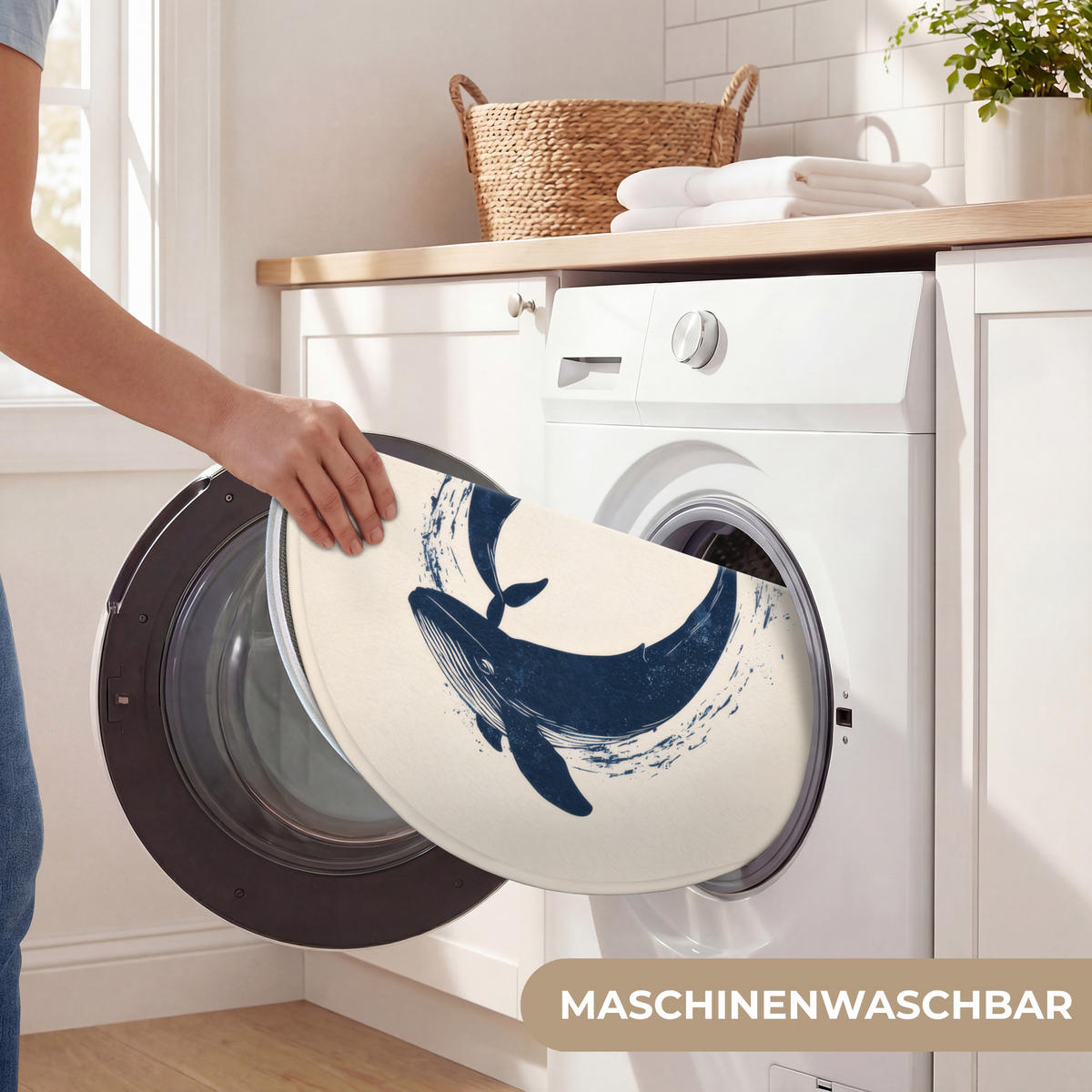 BADEMATTE Wale - Spritzer - Kreis - Dunkelblau 70x70 cm - Dunkelblau, Kunststoff/Textil (70/70cm)