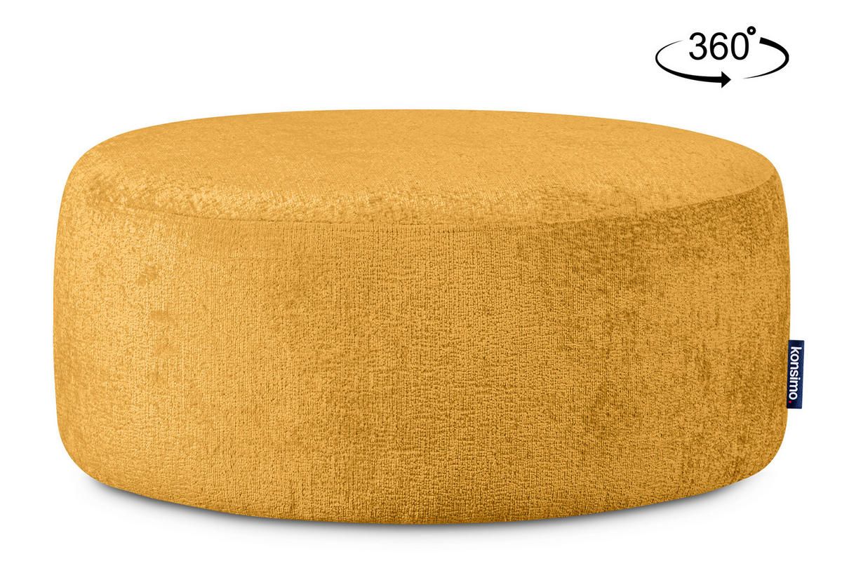 SITZHOCKER RAGGI mit 360° Drehfunktion, Senfgelb - Hellgelb, Textil (80/36/80cm) - KONSIMO®