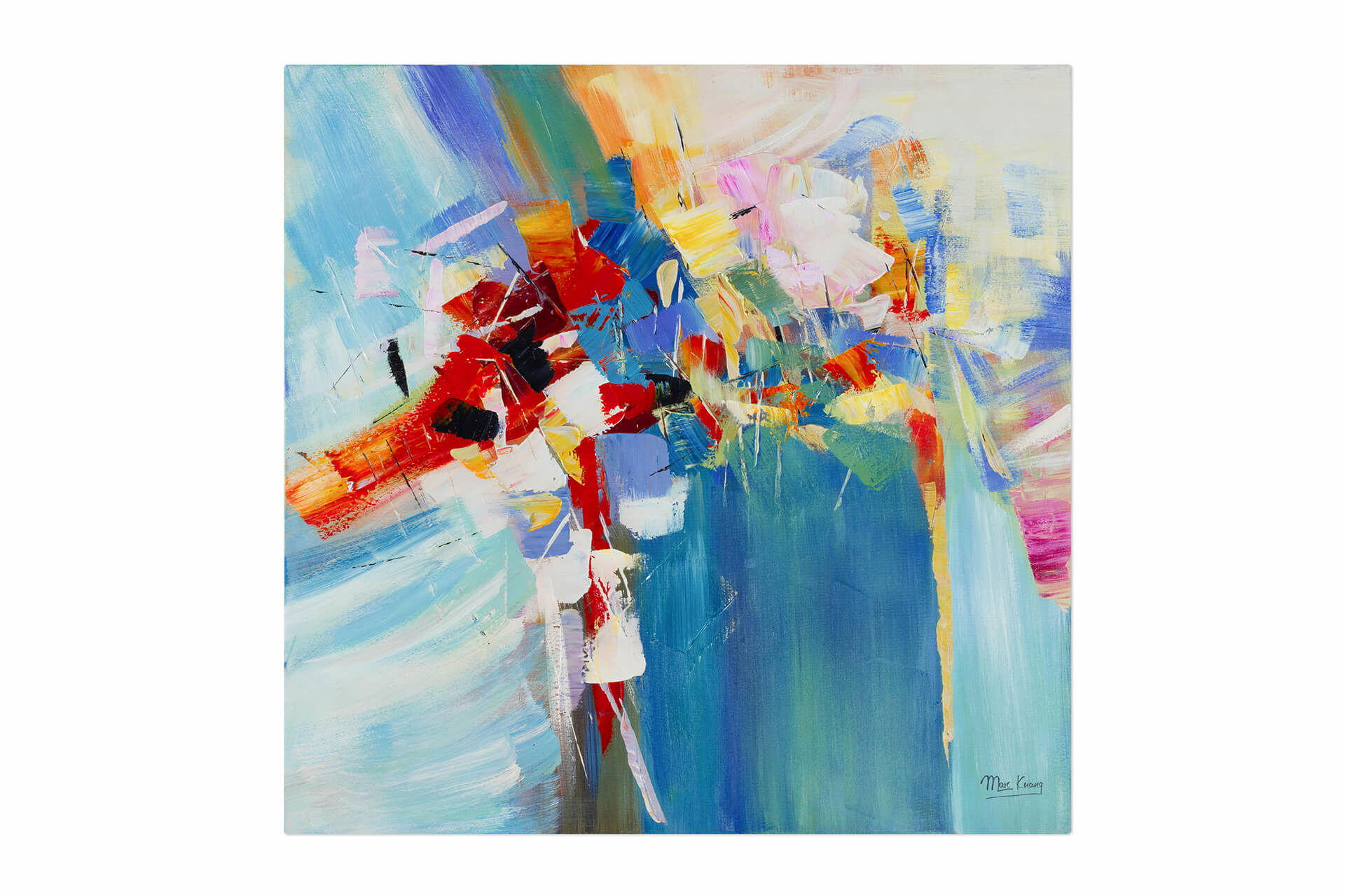 ACRYLBILD HANDGEMALT 80/80 cm - Blau/Multicolor, Holz/Textil (1.46/80cm) - KUNSTLOFT