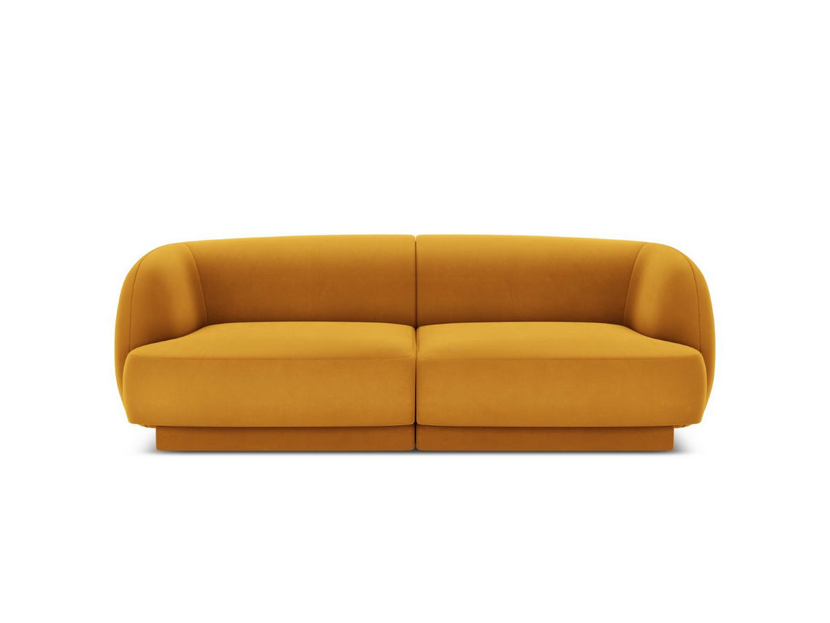 SOFA Miley aus Samt gelb 2 Sitzplätze - Gelb, Textil (90/70/180cm) - Micadoni