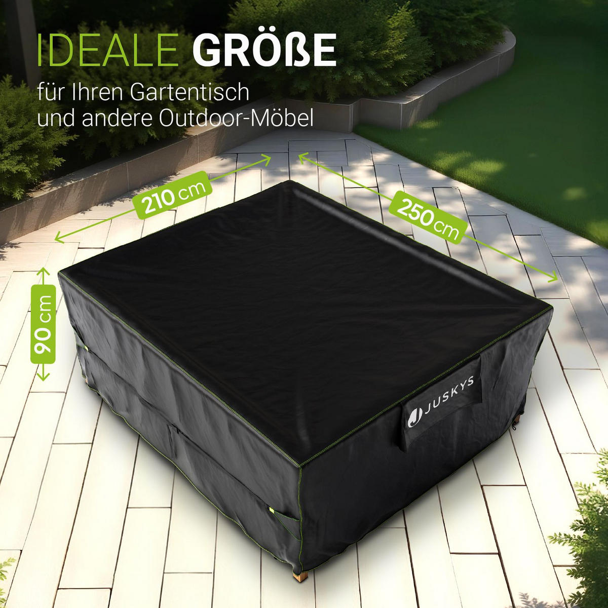 GARTENMÖBELABDECKUNG CoverSafe Pro schwarz - Schwarz, Kunststoff (210/90/250cm) - Juskys