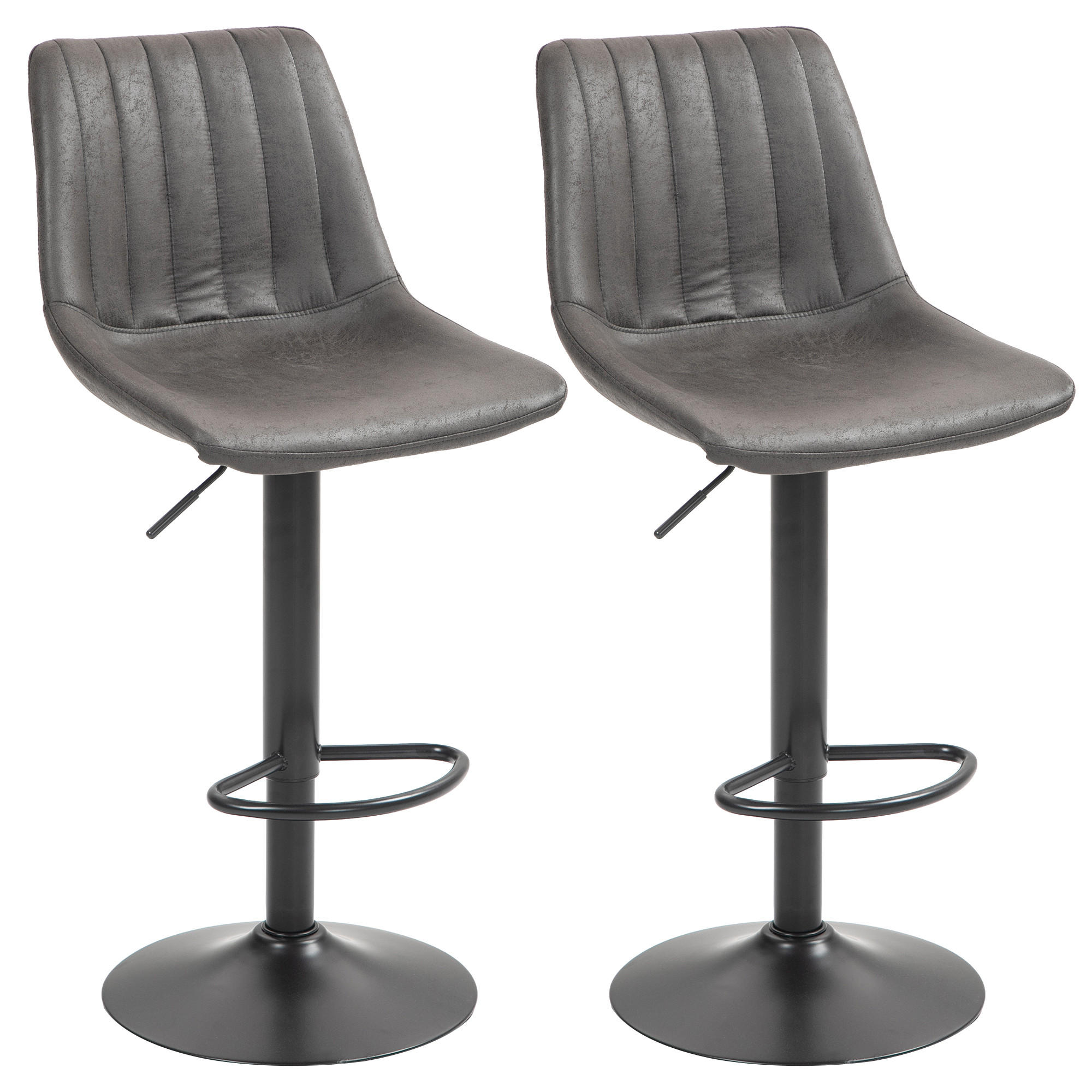 BARHOCKER 2er Set Mikrofasertuch Dunkelgrau - Dunkelgrau/Schwarz, Textil/Metall (43/110/46.5cm) - HOMCOM