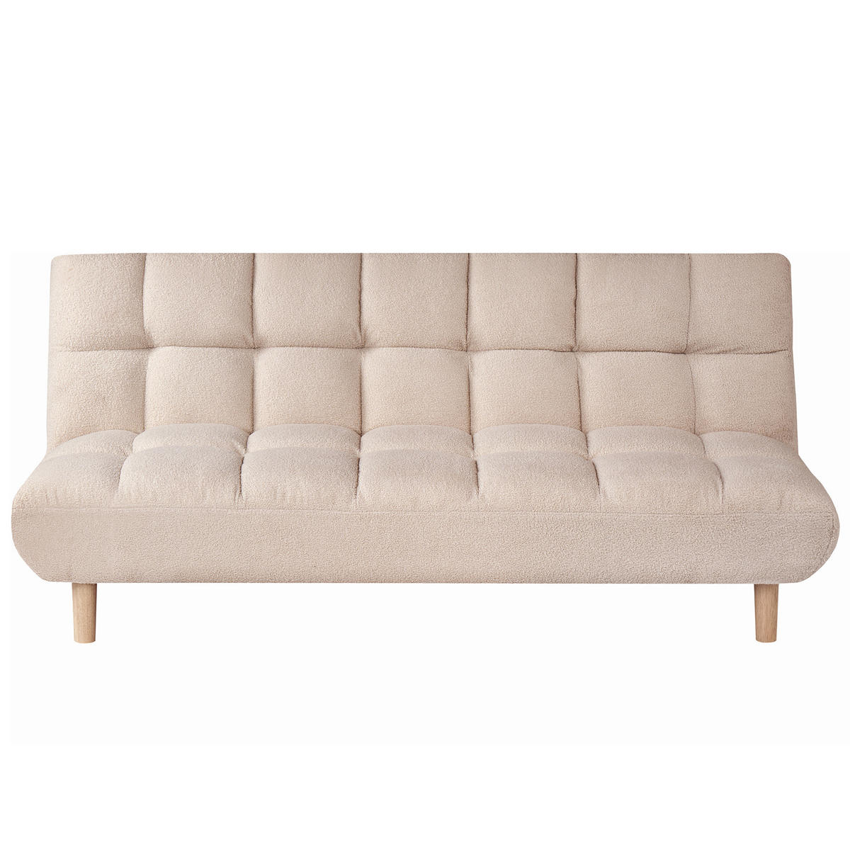 SCHLAFSOFA 2-Sitzer Bouclé Beige Risor - Beige/Braun, Textil (190/83/90cm) - Beliani