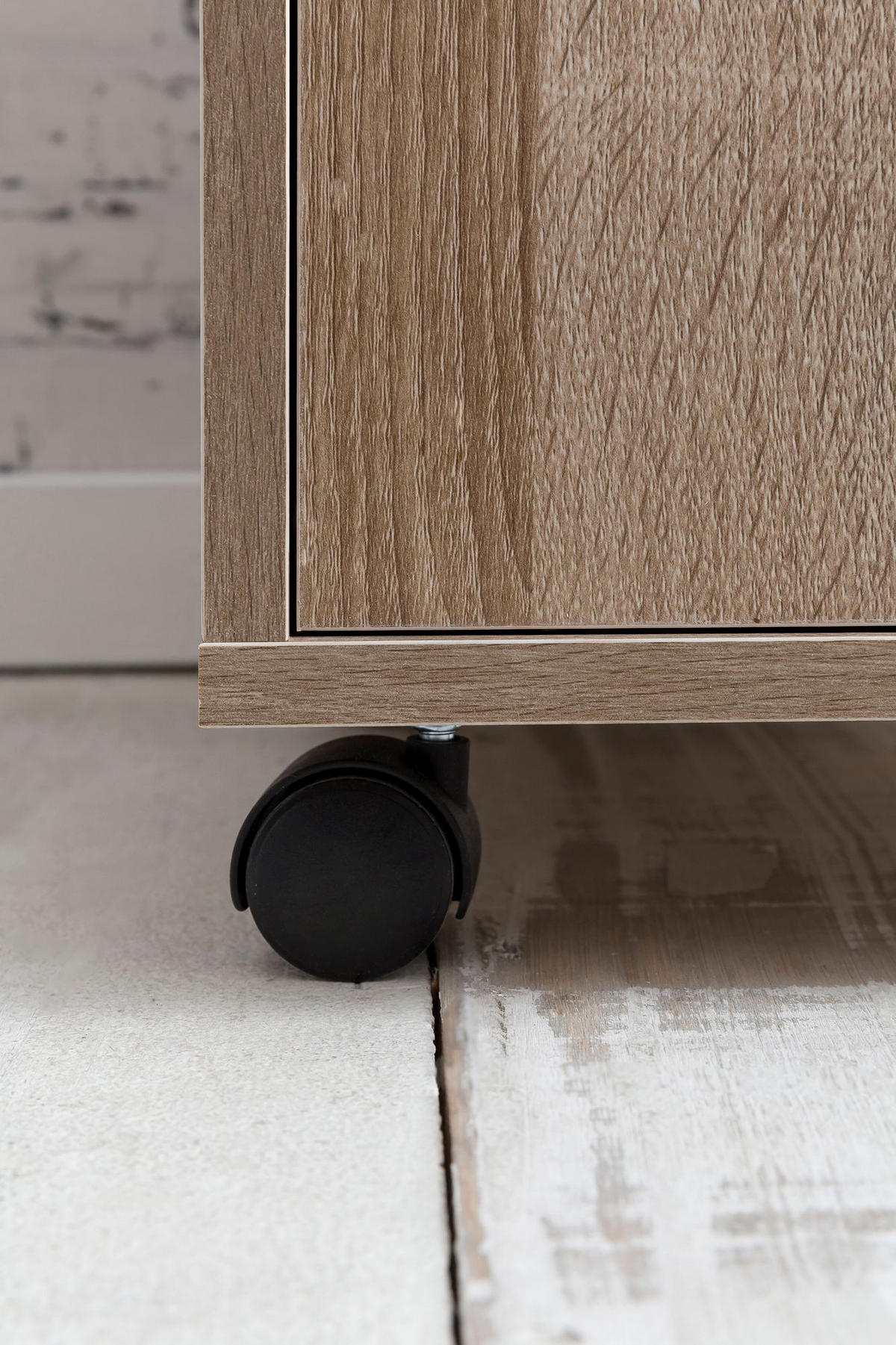 ROLLCONTAINER Schubladen Tür Ablage Mit Rollen, Sonoma 33x38x60 cm - Schwarz/Braun, Kunststoff (33/60/38cm) - KADIMA DESIGN