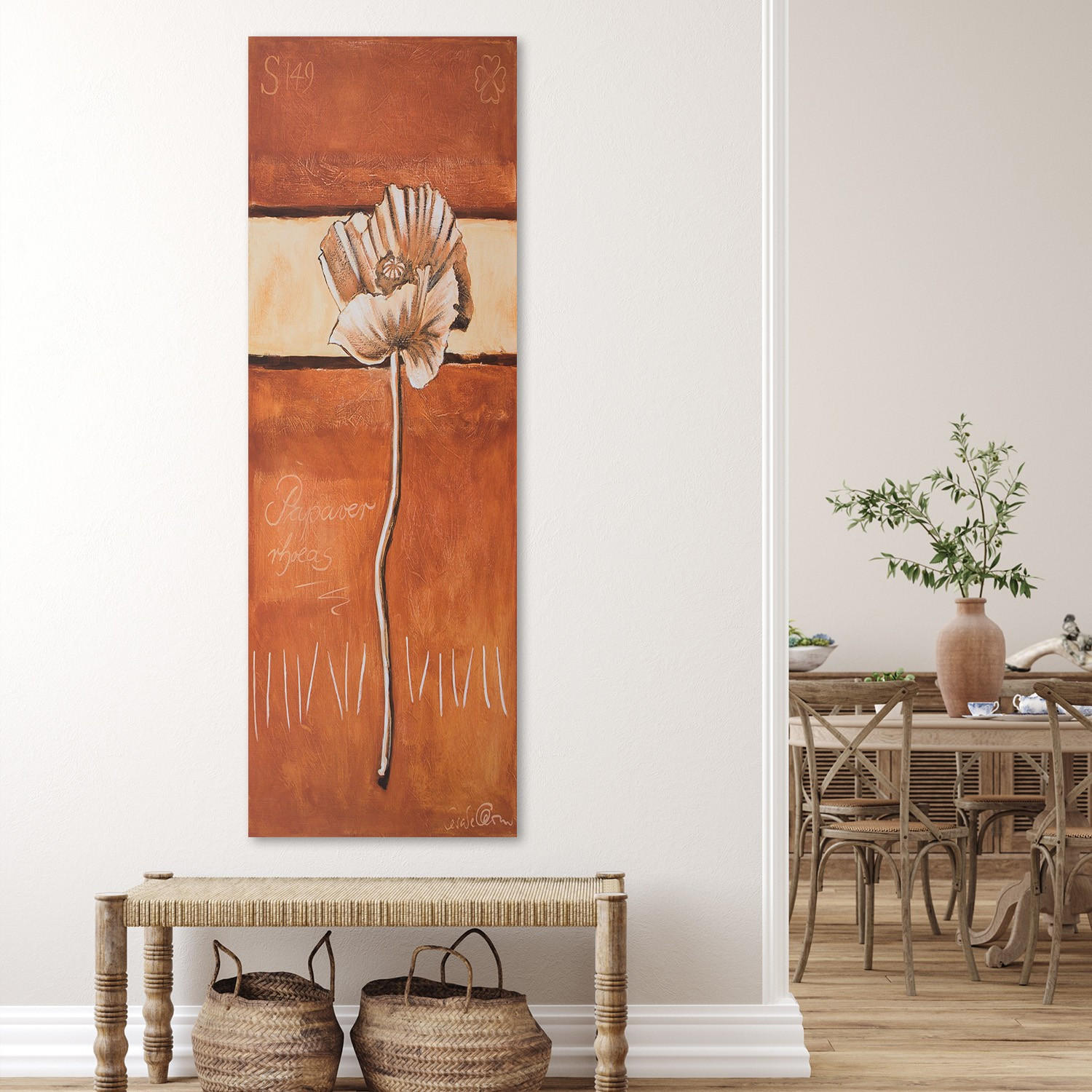 WANDBILD eine einsame mohnblume - Orange, Textil (30/90cm) - Feeby