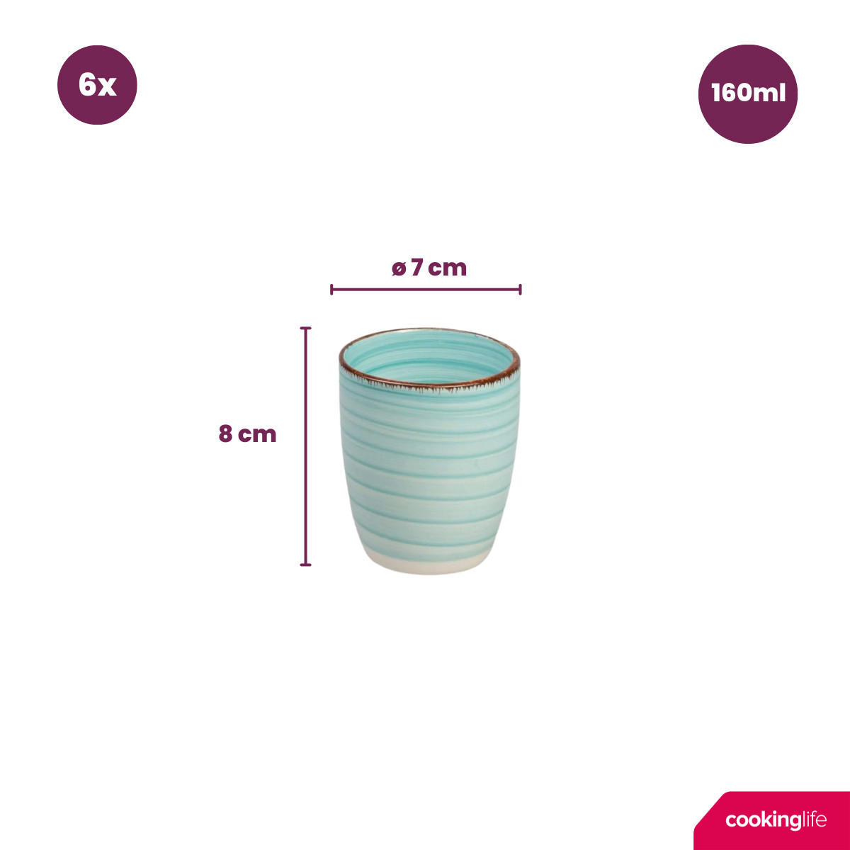 KAFFEETASSE n Ocean Blue - 160 ml - 6 Stück - Blau, Keramik (0.18L) - Cookinglife