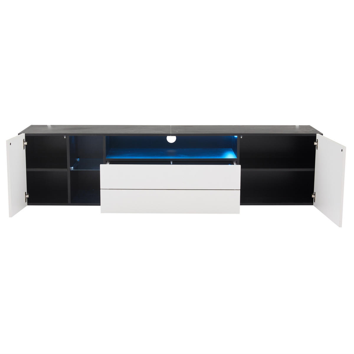 TV-ELEMENT mit LED 180 x 40 x 45 cm Weiß/Schwarz - Weiß, Holzwerkstoff (40/45/180cm) - Beauniv