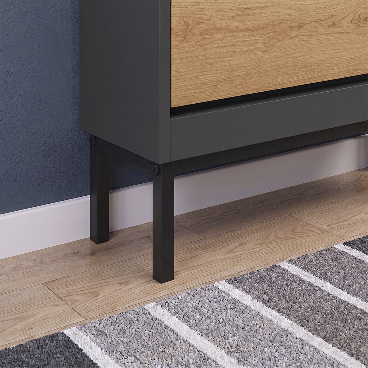SCHUHKIPPER Luca, Anthrazit/Goldkraft Eiche, 116 x 88.5 cm mit 2x2 Kippfächern - Honigeiche/Anthrazit, Holzwerkstoff (116/88.5/17cm) - Vicco