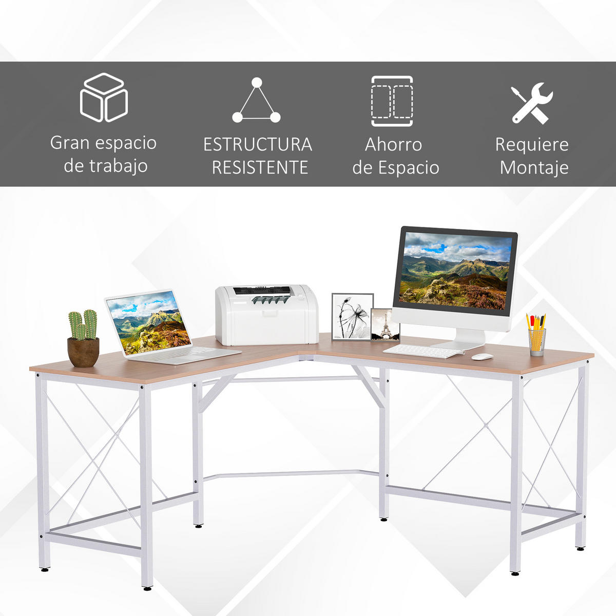 ECKSCHREIBTISCH Eichefarben 1 Stück - Eichefarben, Holzwerkstoff (150/76/76cm) - GiPP