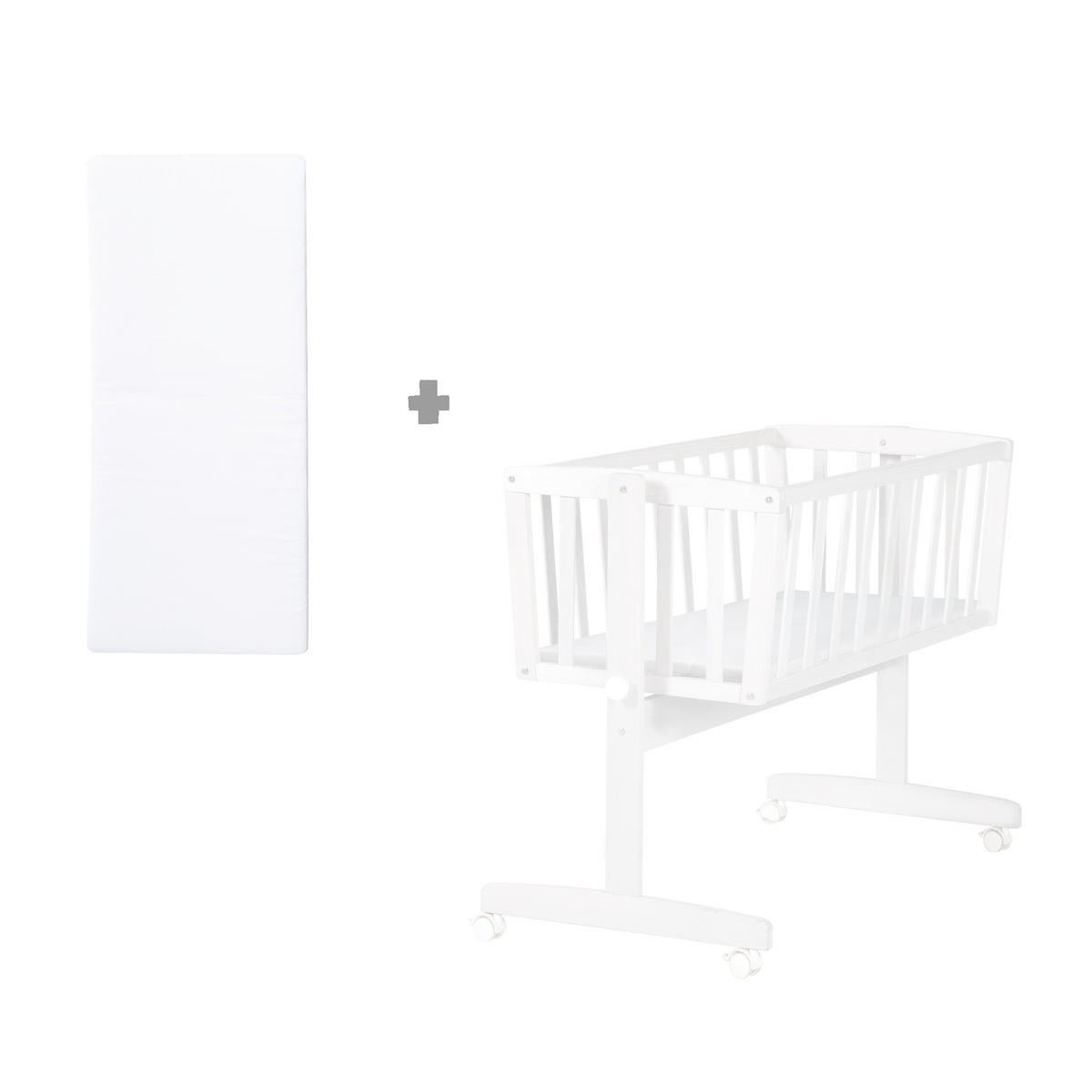 BABYWIEGENSETT - Weiß, Holzwerkstoff/Textil (40/90cm) - Roba