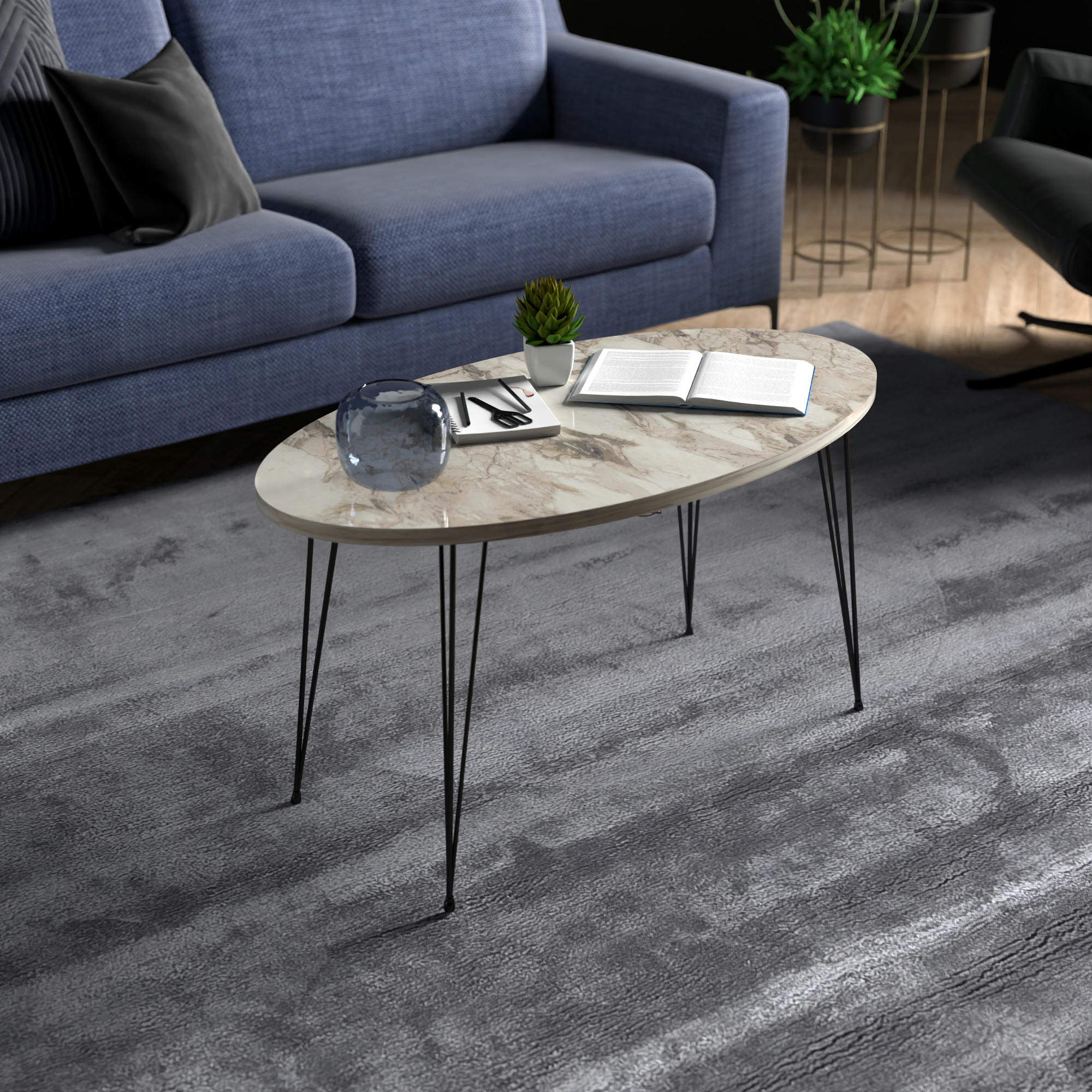 COUCHTISCH Skævinge 90/50/43 - Weiß, Metall (50/90/43cm) - [en.casa]