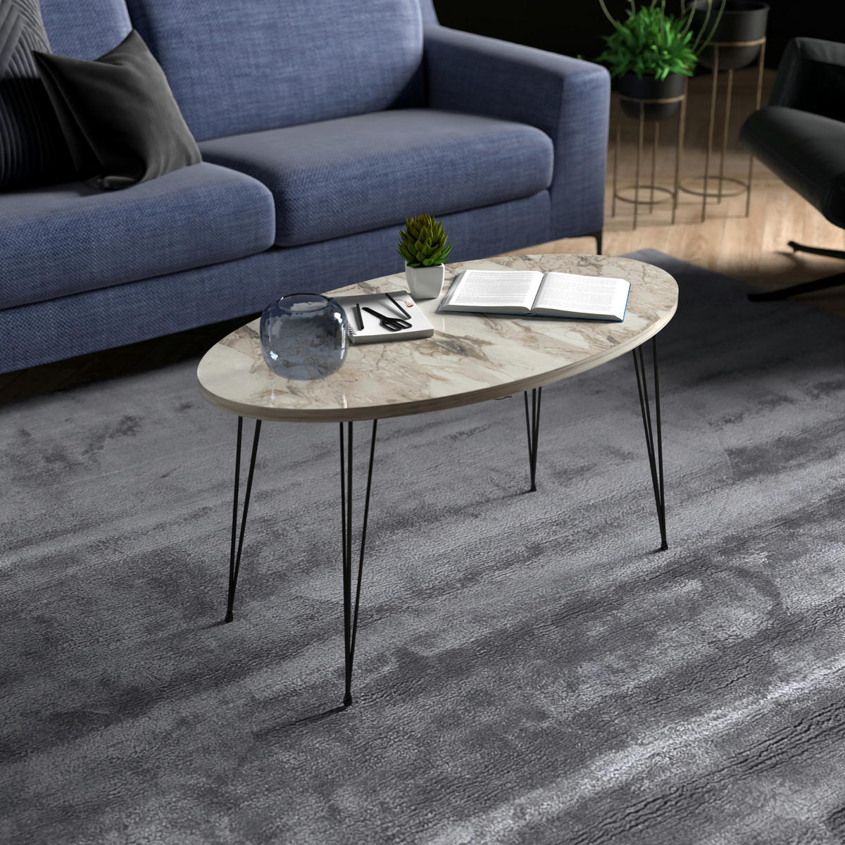 COUCHTISCH Skævinge 90/50/43 - Weiß, Metall (50/90/43cm) - [en.casa]