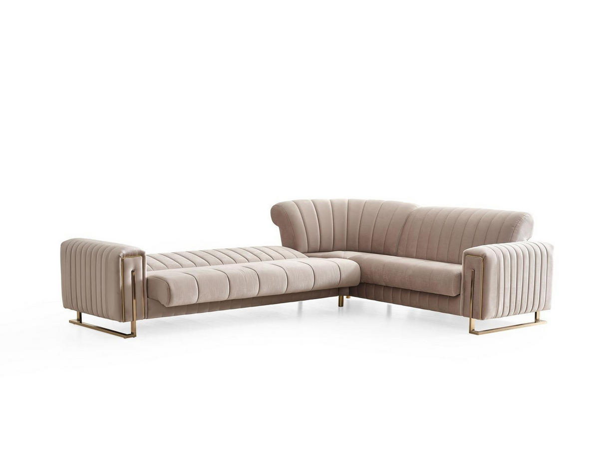 ECKSCHLAFSOFA Kochi Beige - Langer Schenkel Links - Beige, Holzwerkstoff/Kunststoff (315/245cm)