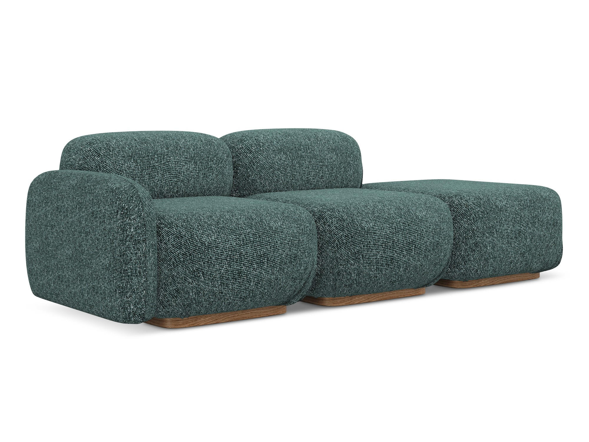 3-SITZER SOFA Rechts Strukturstoff Stoff Blau - Blau/Blaugrau, Holz/Textil (258/73/95cm) - Makamii